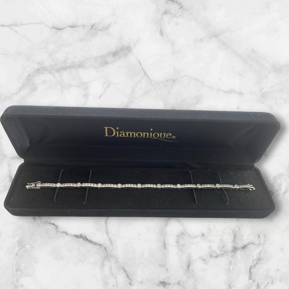Diamonique Tennis Bracelet .925 Sterling Silver CZ.